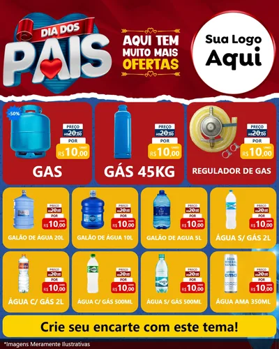 Modelo de Rede Social para Feed Instagram com o tema Dia dos Pais para Água e gás