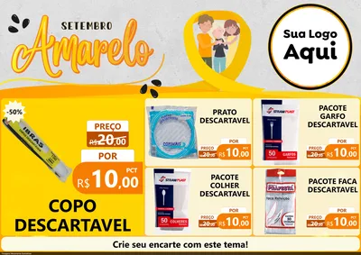 Modelo de Encarte para Encarte A4 Horizontal com o tema Setembro Amarelo para Embalagens