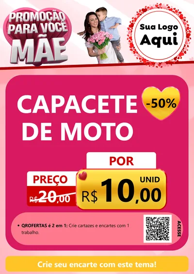 Modelo de Cartaz para Cartaz A4 Vertical com o tema Promoção Para Você Mãe para Moto peças