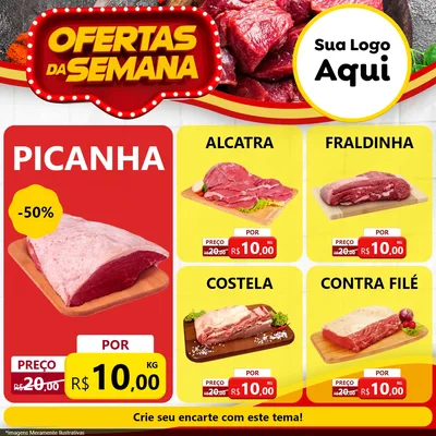 Modelo de Rede Social para Feed Facebook com o tema Ofertas da Semana para Açougue
