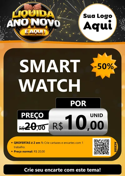 Modelo de Cartaz para Cartaz A4 Vertical com o tema Liquida Ano Novo É Aqui! para Informática