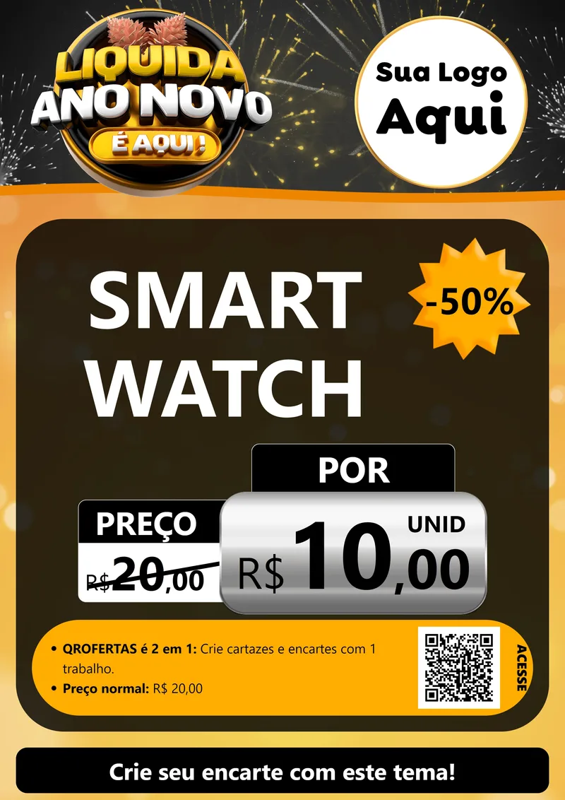 Modelo de Cartaz para Cartaz A4 Vertical com o tema Liquida Ano Novo É Aqui! para Informática