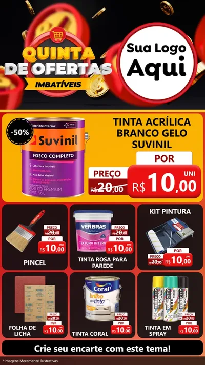 Modelo de Rede Social para Stories com o tema Quinta de Ofertas Imbatíveis para Tintas e Ferramentas