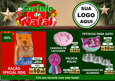 Modelo de Encarte para Encarte A4 Horizontal com o tema Sorteio de Natal para Pet Shop