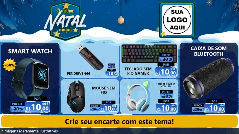 Modelo de TV para TV Horizontal com o tema O Melhor Natal É Aqui! para Informática
