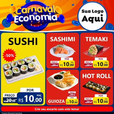 Modelo de Rede Social para Feed Facebook com o tema Carnaval da Economia para Comida japonesa