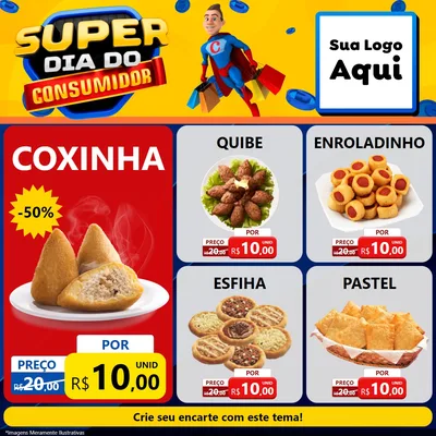 Modelo de Rede Social para Feed Facebook com o tema Super Dia do Consumidor para Salgadaria