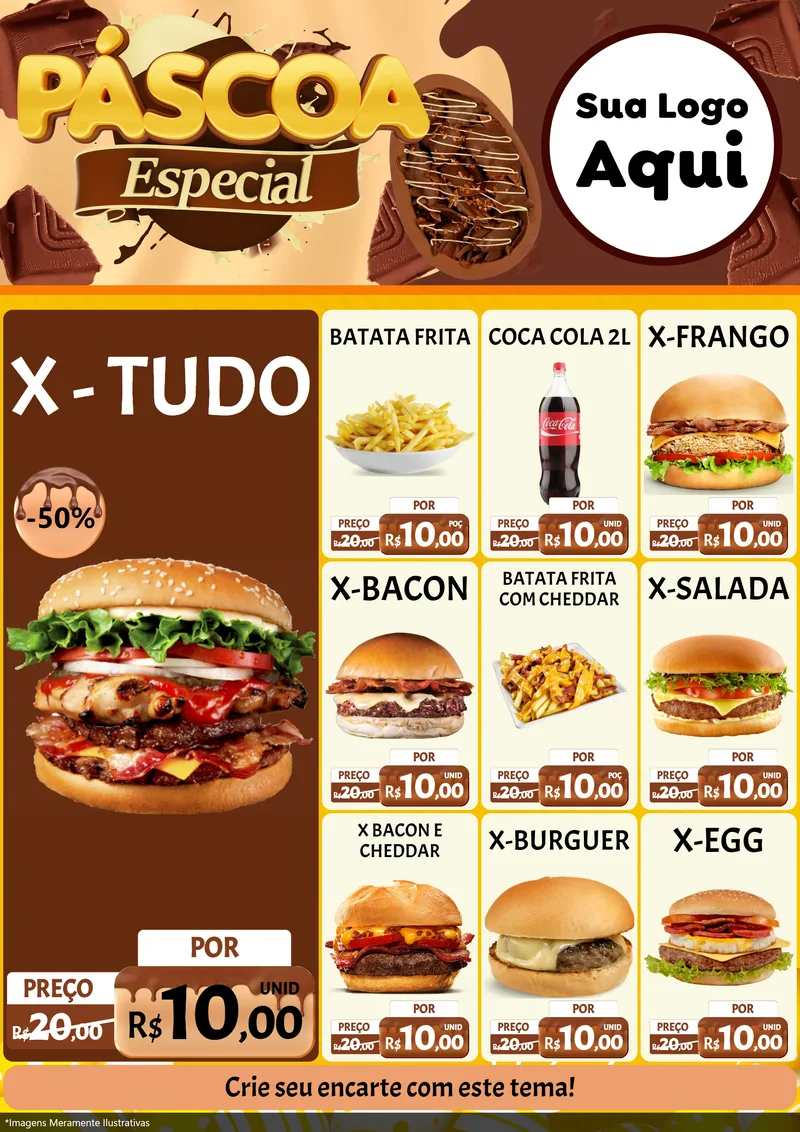 Modelo de Encarte para Encarte A4 Vertical com o tema Páscoa Especial para Hamburgueria