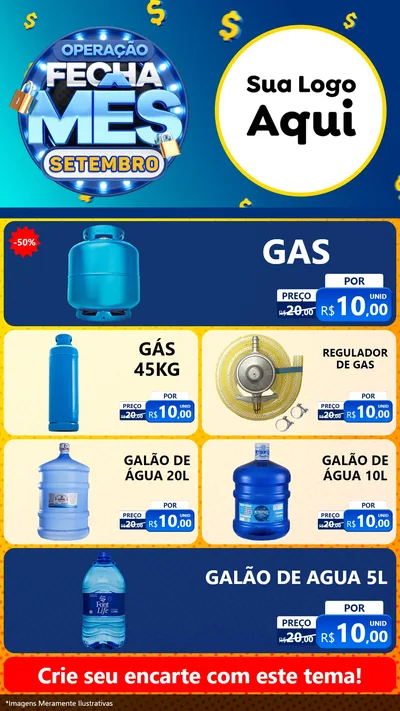 Modelo de TV para TV Vertical com o tema Operação Fecha Mês Setembro para Água e gás