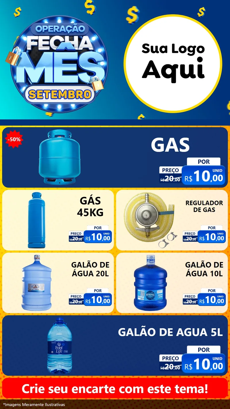 Modelo de TV para TV Vertical com o tema Operação Fecha Mês Setembro para Água e gás