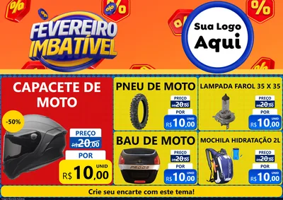 Modelo de Encarte para Encarte A4 Horizontal com o tema Fevereiro Imbatível para Moto peças