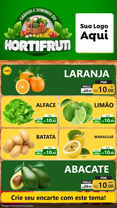 Modelo de TV para TV Vertical com o tema Sábado e Domingo do Hortifruti para Hortifrúti