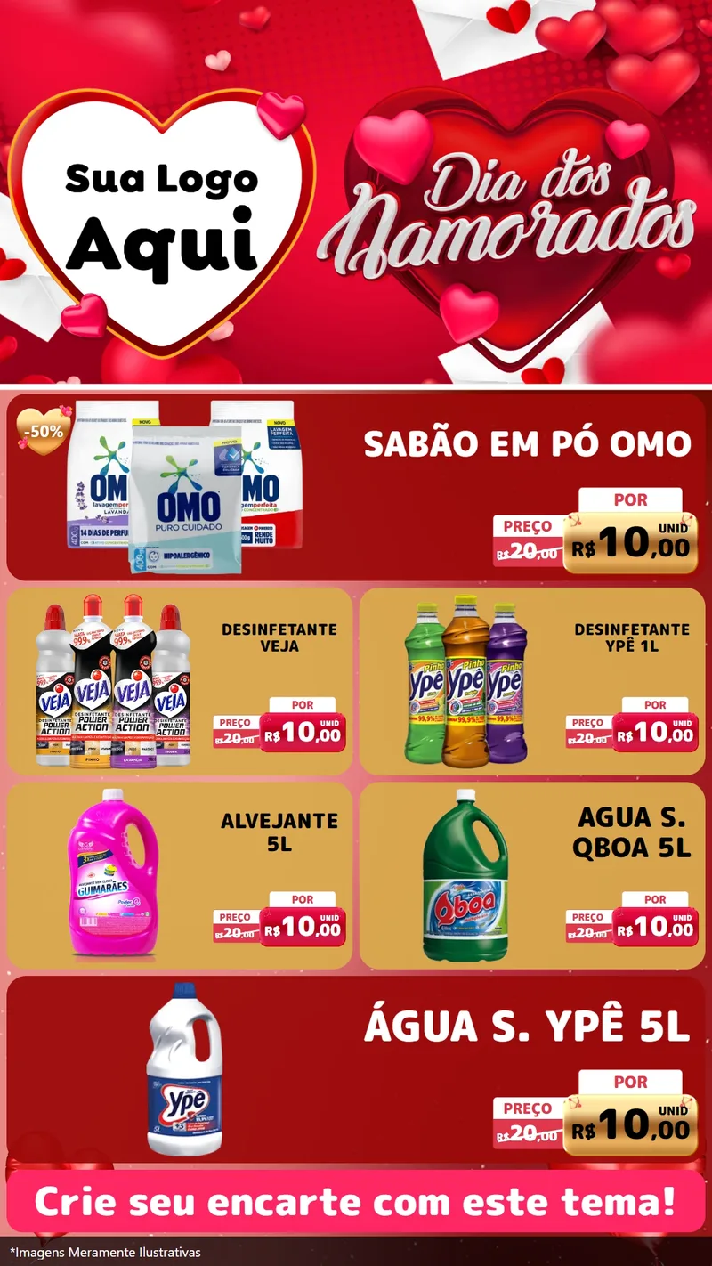 Modelo de TV para TV Vertical com o tema Dia Dos Namorados para Produtos de Limpeza