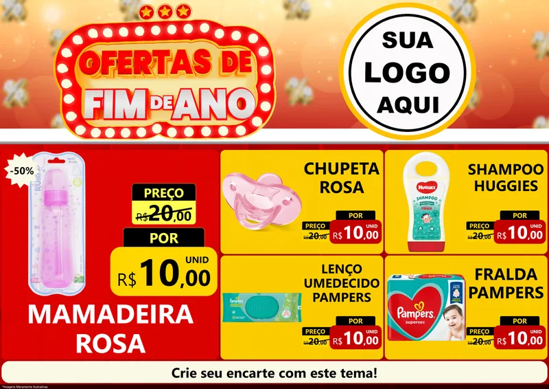 Modelo de Encarte para Encarte A4 Horizontal com o tema Ofertas de Fim de Ano para Bebês