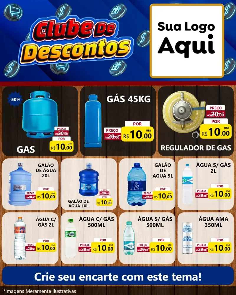 Modelo de Rede Social para Feed Instagram com o tema Clube de Descontos para Água e gás