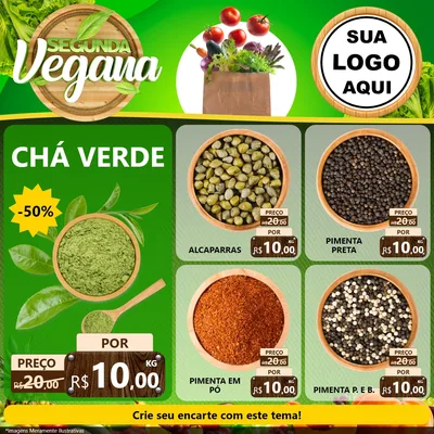 Modelo de Rede Social para Feed Facebook com o tema Segunda Vegana para Produtos Naturais
