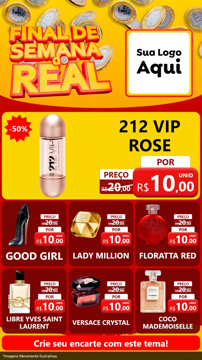 Modelo de Rede Social para Stories com o tema Final de Semana do Real para Perfumes