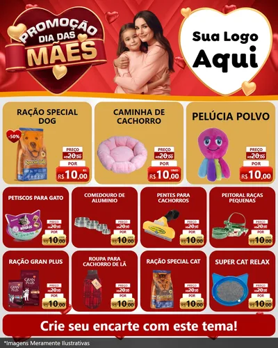 Modelo de Rede Social para Feed Instagram com o tema Promoção Dia das Mães para Pet Shop