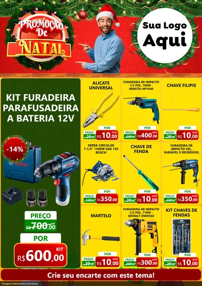 Modelo de Encarte para Encarte A4 Vertical com o tema Promoção de Natal para Maquinas e Ferramentas