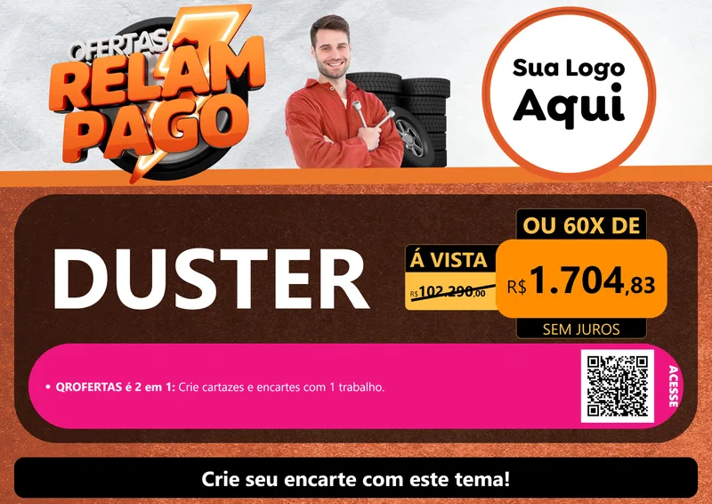 Modelo de Cartaz para Cartaz A4 Horizontal com o tema Ofertas Relâmpago - Moto / Auto para Concessionaria de Carros
