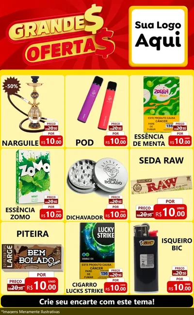 Modelo de Encarte para Encarte Grande com o tema Grandes Ofertas para Tabacaria