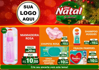 Modelo de Encarte para Encarte A4 Horizontal com o tema Um Natal de Ofertas para Bebês