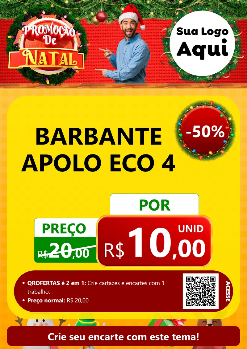 Modelo de Cartaz para Cartaz A4 Vertical com o tema Promoção de Natal para Armarinho e Aviamentos