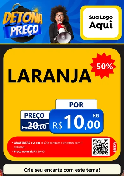 Modelo de Cartaz para Cartaz A4 Vertical com o tema Detona Preços para Hortifrúti