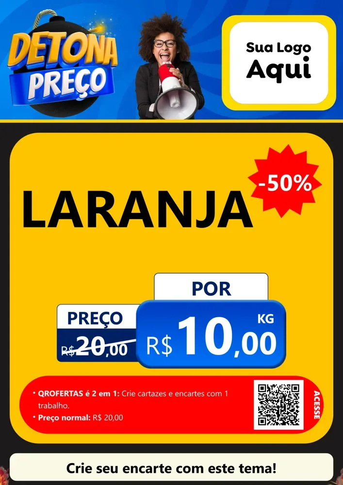 Modelo de Cartaz para Cartaz A4 Vertical com o tema Detona Preços para Hortifrúti
