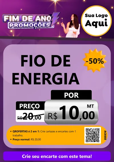 Modelo de Cartaz para Cartaz A4 Vertical com o tema Fim de Ano Promoções para Materiais Elétricos