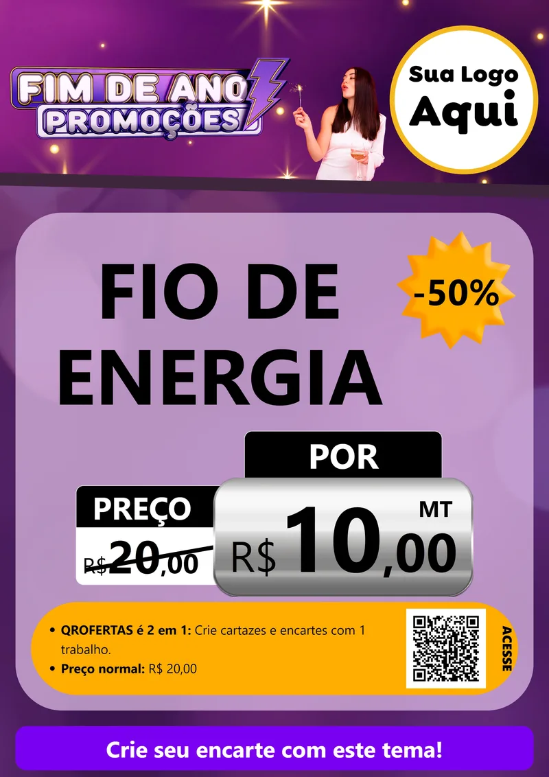 Modelo de Cartaz para Cartaz A4 Vertical com o tema Fim de Ano Promoções para Materiais Elétricos