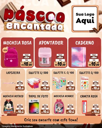 Modelo de Rede Social para Feed Instagram com o tema Páscoa Encantada para Papelaria