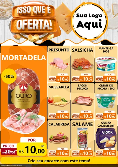 Modelo de Encarte para Encarte A4 Vertical com o tema Isso Que É Oferta para Frios e Laticínios