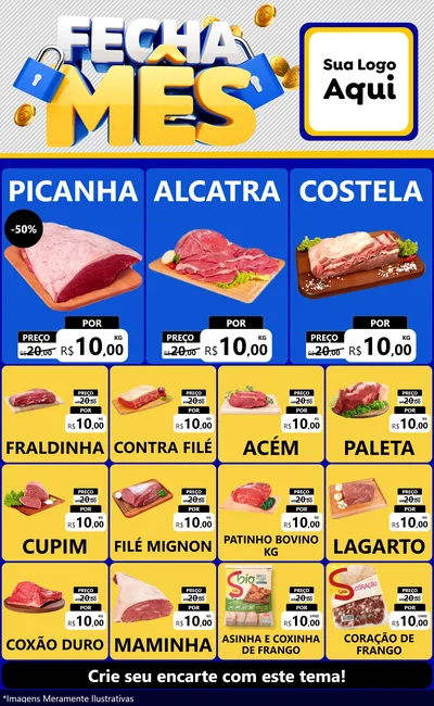 Modelo de Encarte para Encarte Grande com o tema Fecha Mês para Açougue
