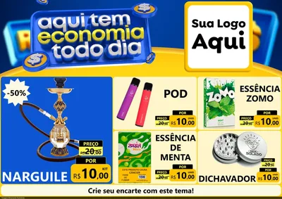 Modelo de Encarte para Encarte A4 Horizontal com o tema Aqui Tem Economia Todo Dia para Tabacaria