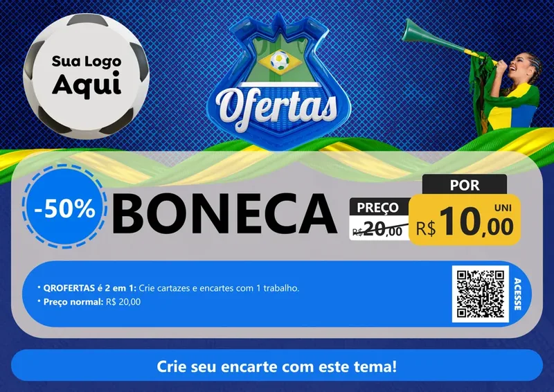 Modelo de Cartaz para Cartaz A4 Horizontal com o tema Ofertas (Futebol) para Brinquedos