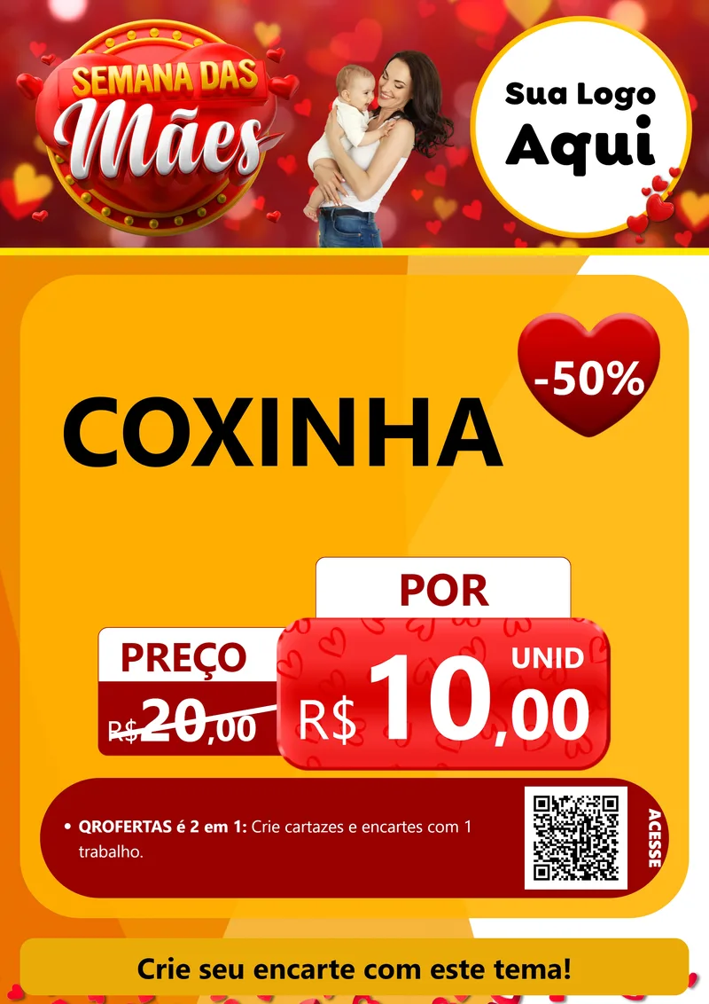 Modelo de Cartaz para Cartaz A4 Vertical com o tema Semana das Mães para Salgadaria