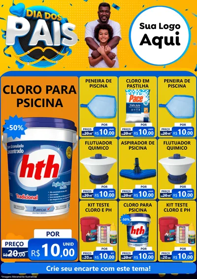Modelo de Encarte para Encarte A4 Vertical com o tema Dia dos Pais para Produtos para Piscina