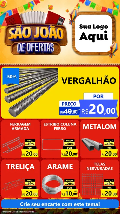 Modelo de Rede Social para Stories com o tema São João de Ofertas para Ferragens