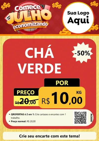 Modelo de Cartaz para Cartaz A4 Vertical com o tema Comece Julho Economizando para Produtos Naturais