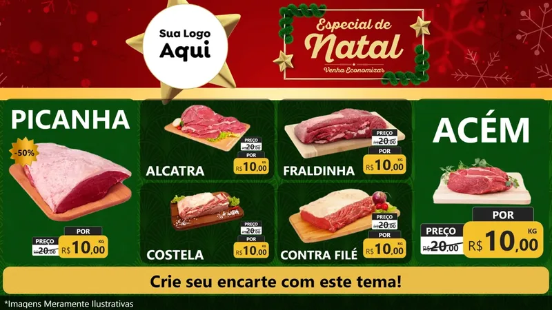 Modelo de TV para TV Horizontal com o tema Especial de Natal para Açougue