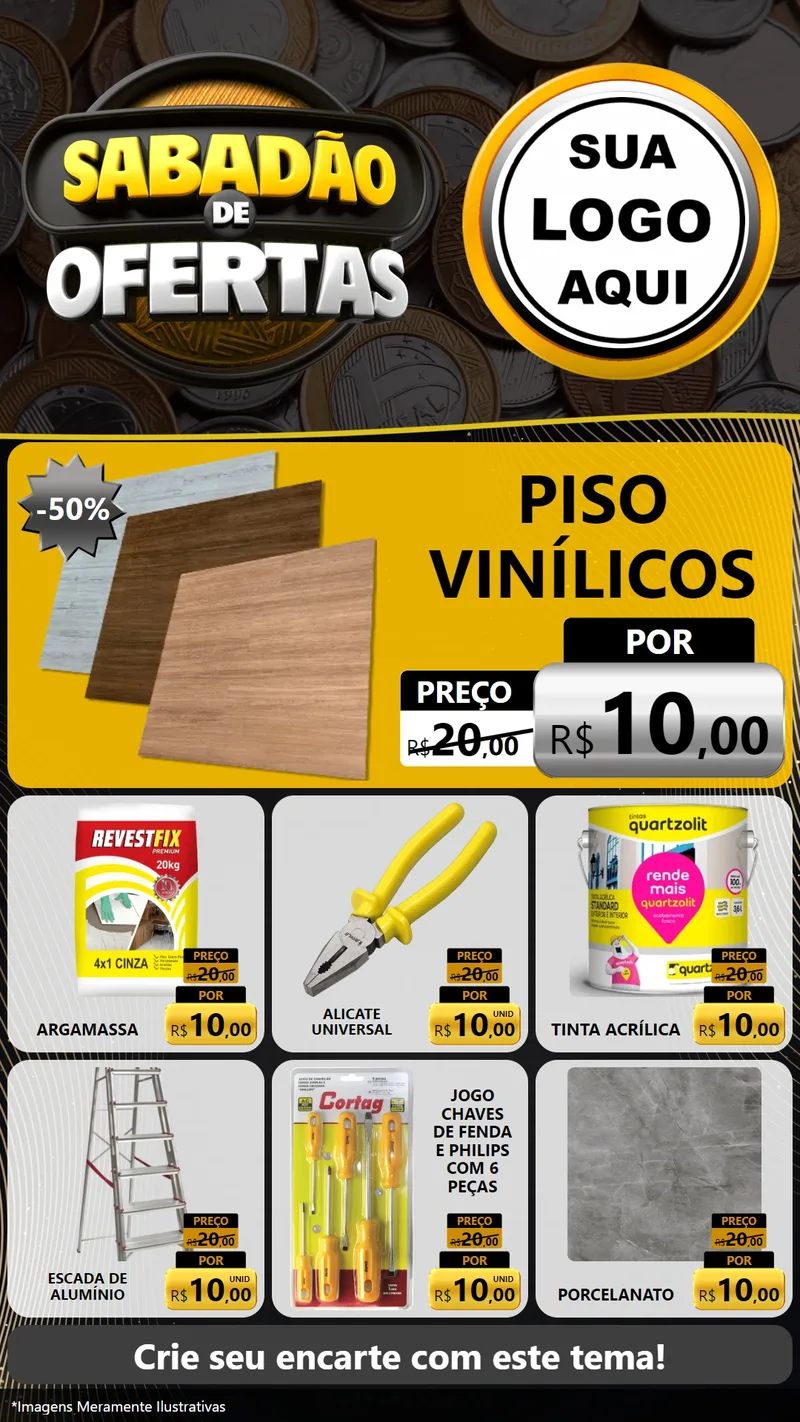 Modelo de Rede Social para Stories com o tema Sabadão de Ofertas para Material para Construção