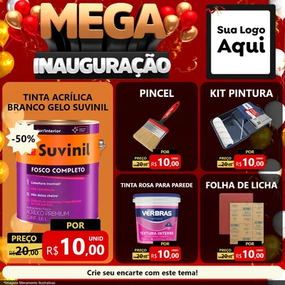 Modelo de Rede Social para Feed Facebook com o tema Mega Inauguração para Tintas e Ferramentas