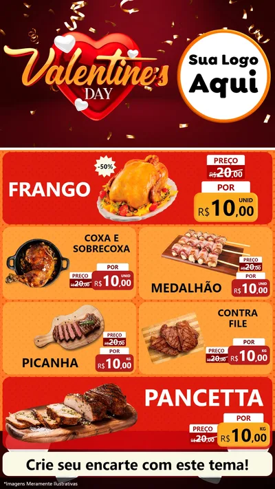 Modelo de TV para TV Vertical com o tema Valentine's Day para Assados