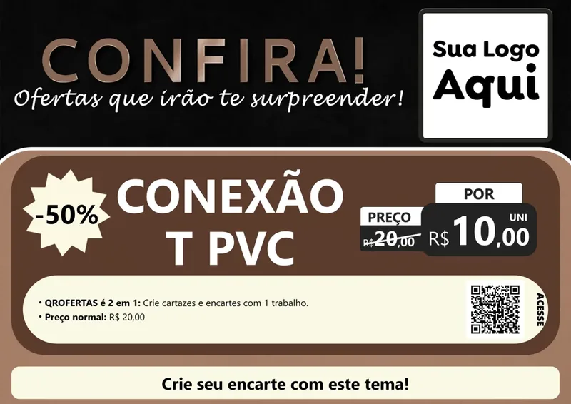 Modelo de Cartaz para Cartaz A4 Horizontal com o tema Confira! Ofertas que irão te surpreender! para Tubos e conexões