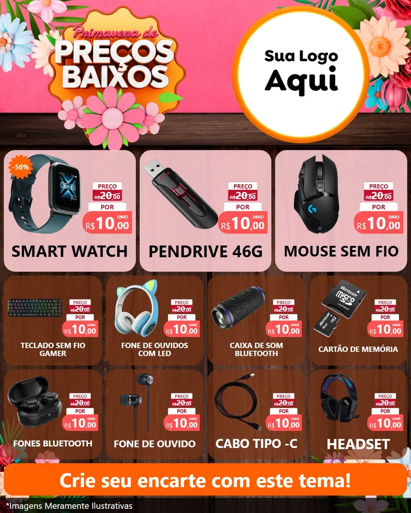 Modelo de Rede Social para Feed Instagram com o tema Primavera de Preços Baixos para Informática
