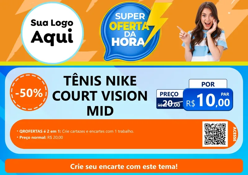 Modelo de Cartaz para Cartaz A4 Horizontal com o tema Super Oferta da Hora para Calçados