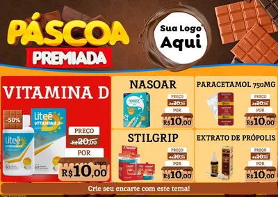 Modelo de Encarte para Encarte A4 Horizontal com o tema Páscoa Premiada para Farmácia