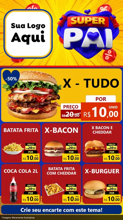 Modelo de Rede Social para Stories com o tema Super Pai para Hamburgueria