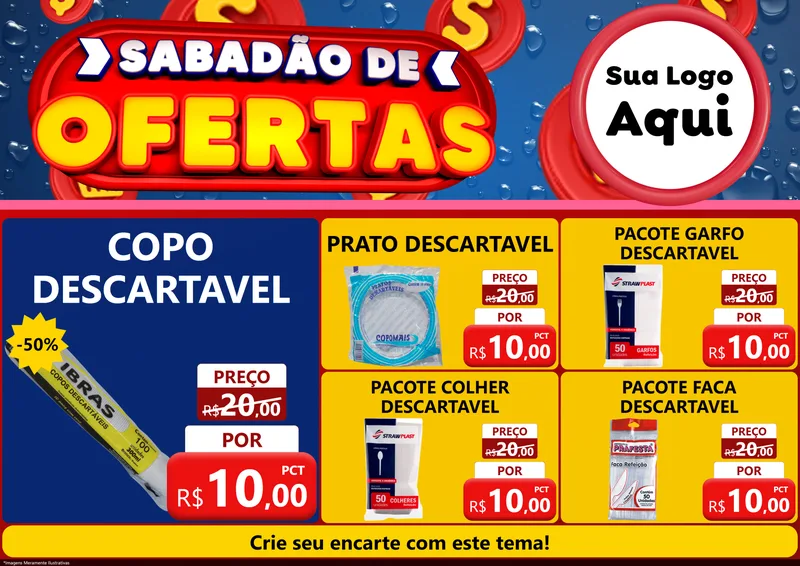 Modelo de Encarte para Encarte A4 Horizontal com o tema Sabadão de Ofertas para Embalagens